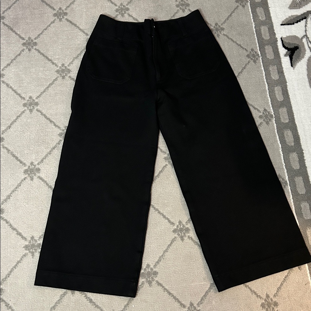 Anthropologie Black The Collette Magic Fabric Wide Leg Crop Pants